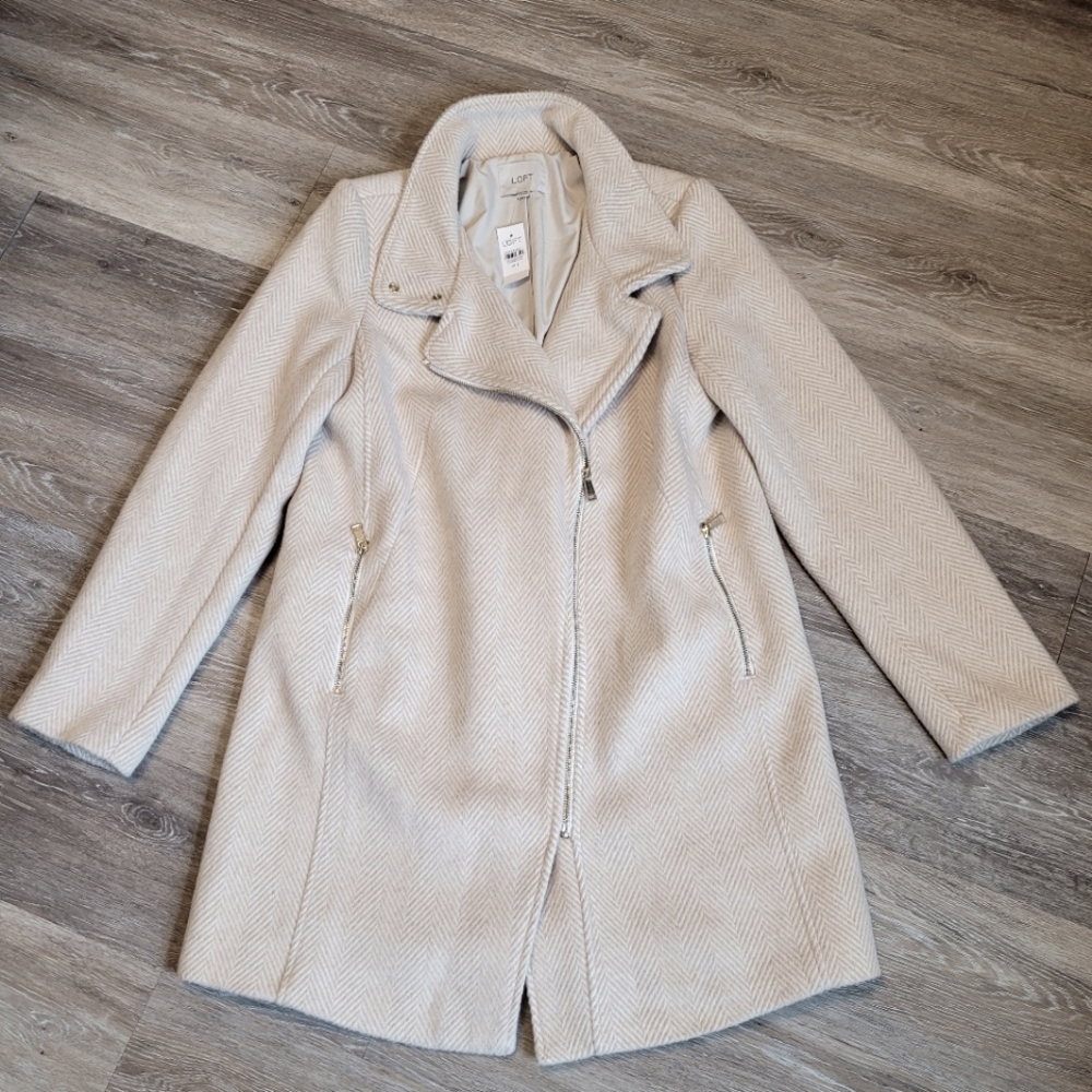 NWT Loft Herringbone Moto Jacket size Medium Tall